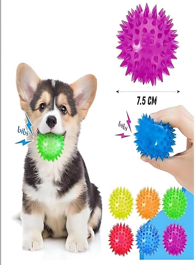 PET FUN كرة شوكية مضيئة للحيوانات الأليفة | لعبة مضيئة ونابضة وتصدر صوتاً للكلاب والقطط، لعبة مضغ مطاطية آمنة وتفاعلية (عبوة من قطعة واحدة) - Image 5